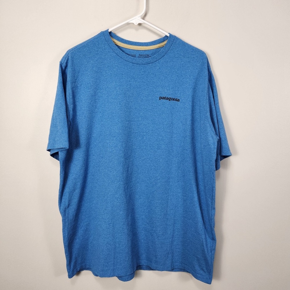 Patagonia Blue Responsibili-Tee Shirt Men's Size Large L Blue Regular Fit Logo - Picture 2 of 5